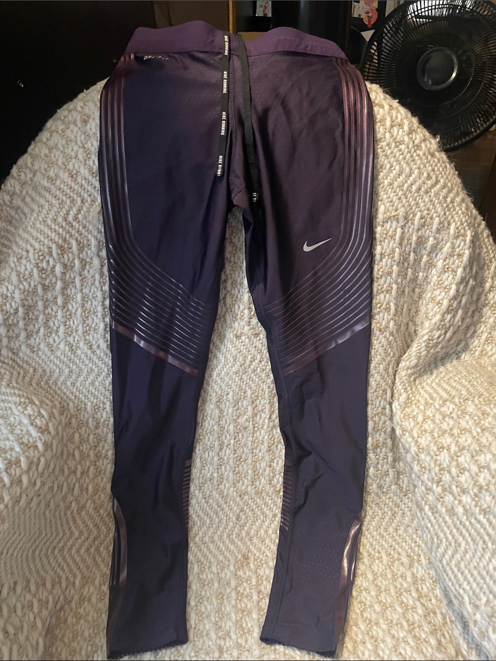 *Rare* Nike Purple Performance Running Tights with Sparkly Stripe Accents